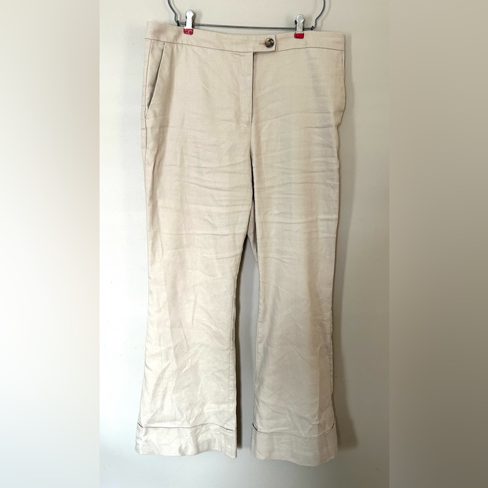 Ann Taylor Linen Blend Khaki Flare Pants